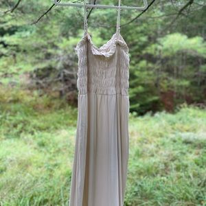 smock detail dress, light beige